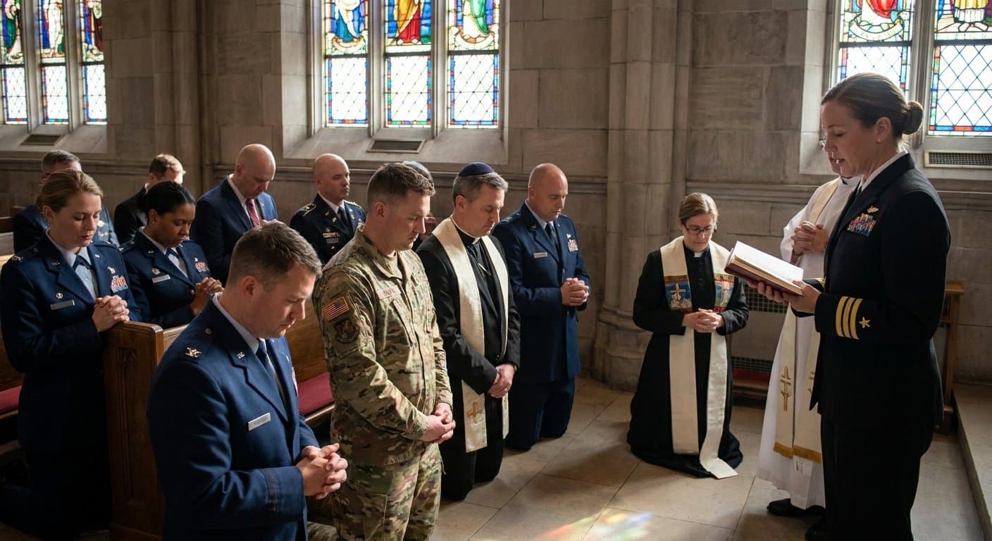 Chaplains gathered together in prayer