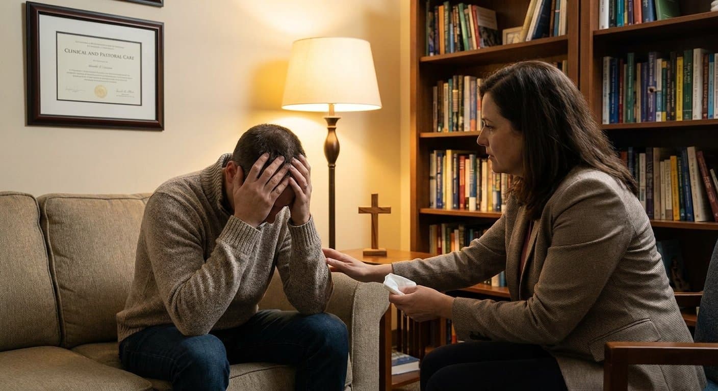 A counselling session in a quiet, private setting